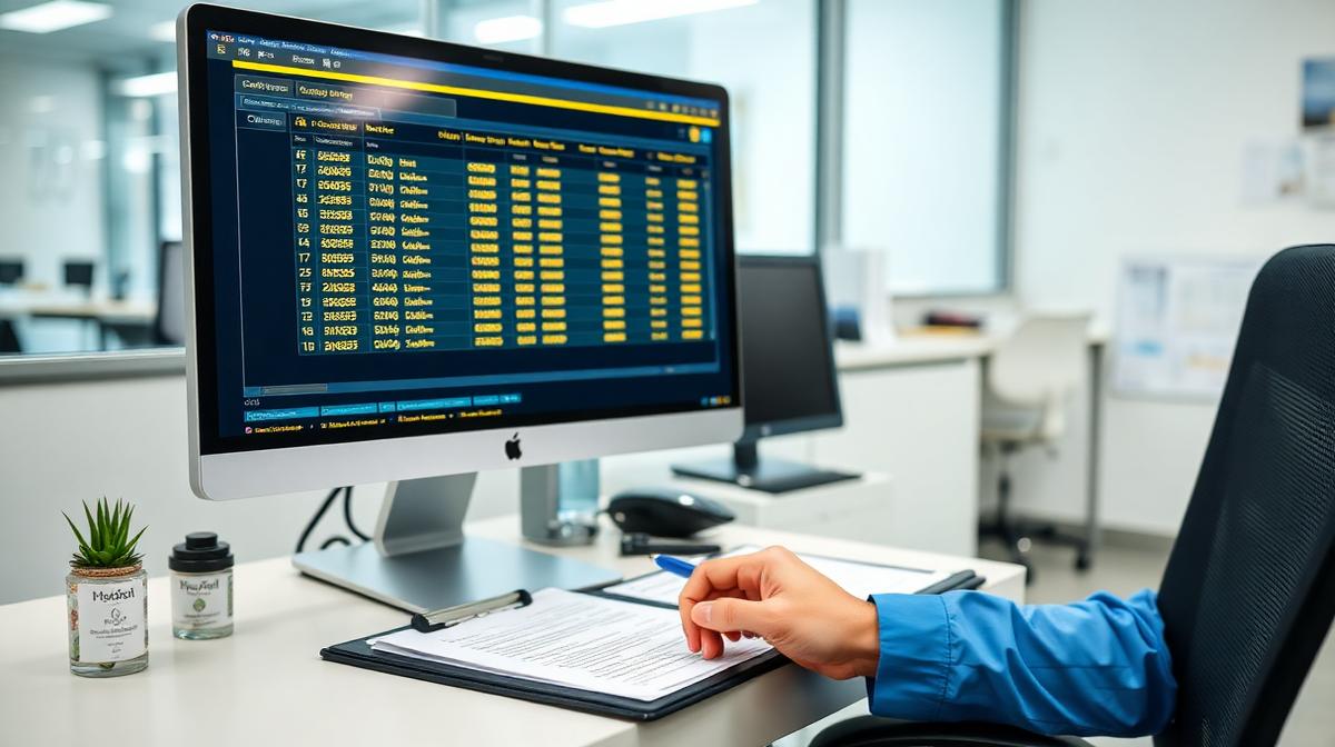Medical billing accuracy review on computer screen in healthcare office
